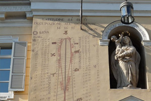 Les méridiennes gardent aujourd’hui un intérêt pédagogique et historique (cf. méridienne de l’observatoire de Paris matérialisant le méridien de Paris dans la salle Cassini) et continuent de fasciner à l’image des cadrans solaires géants. Bon nombre de méridiennes du passé sont préservées comme ici celle de Parme sur la façade du Palazzo del Gobernator à l'arrière de la statue de Garibaldi, et restaurée en 2006.